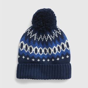 NWT GAP Pom-Pom Fair Isle Beanie Dark Blue BRAND NEW